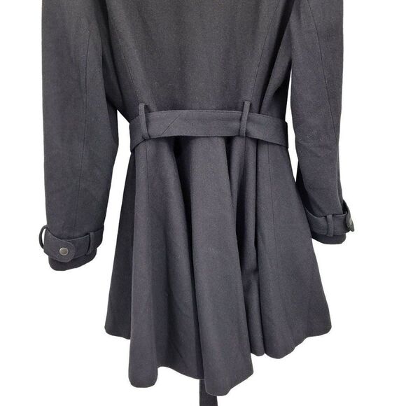 ASOS Curve Peacoat Wool Feminine Military Belted Long Black 16 Trenchcore - Picture 14 of 17